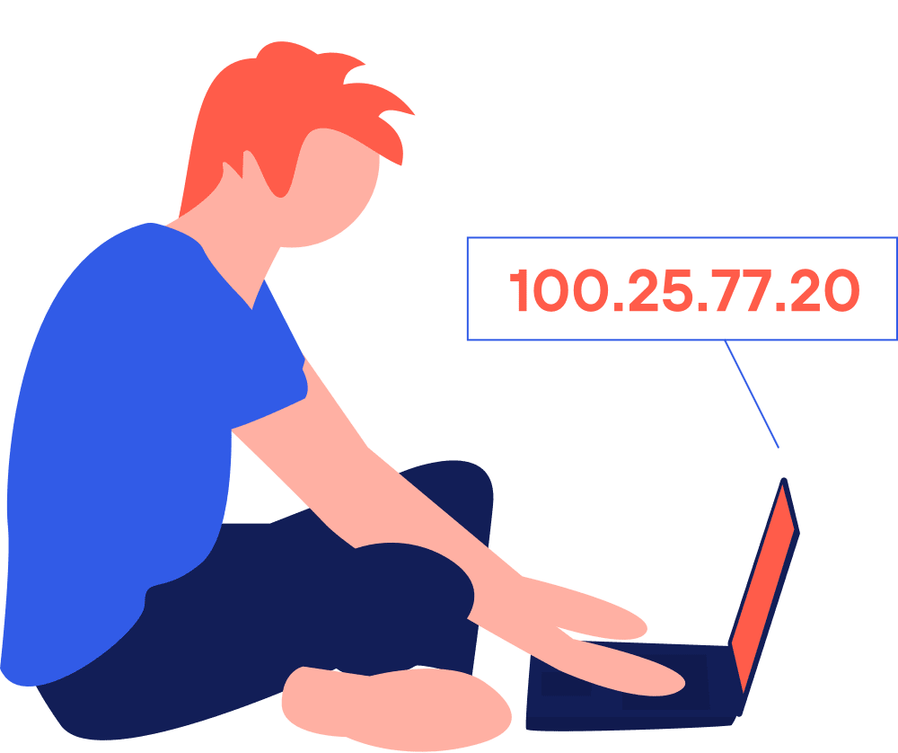 Een persoon ziet een IP-adres op zijn laptop
