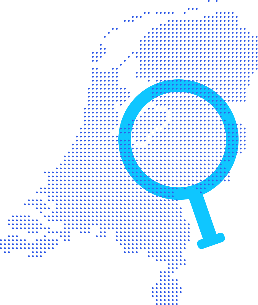 Kaart van Nederland met vergrootglas