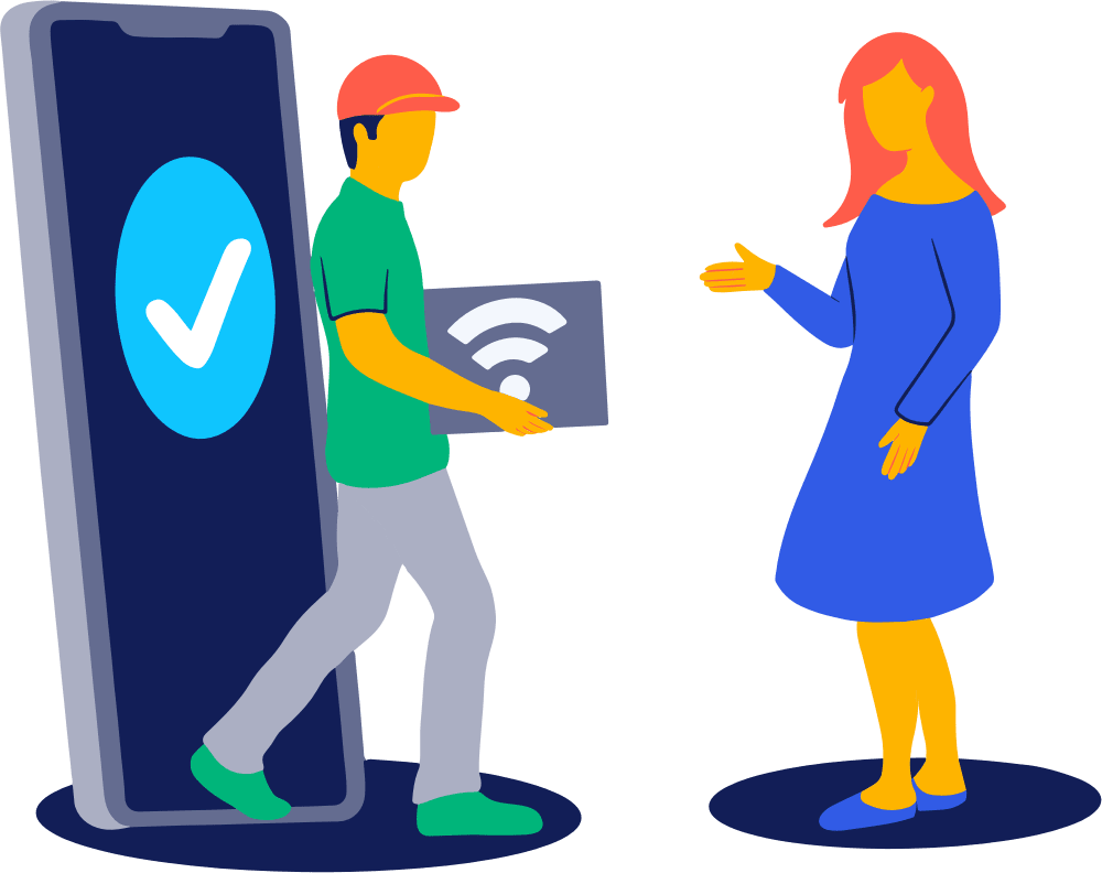 Man bezorgt doos met internetabonnement aan vrouw