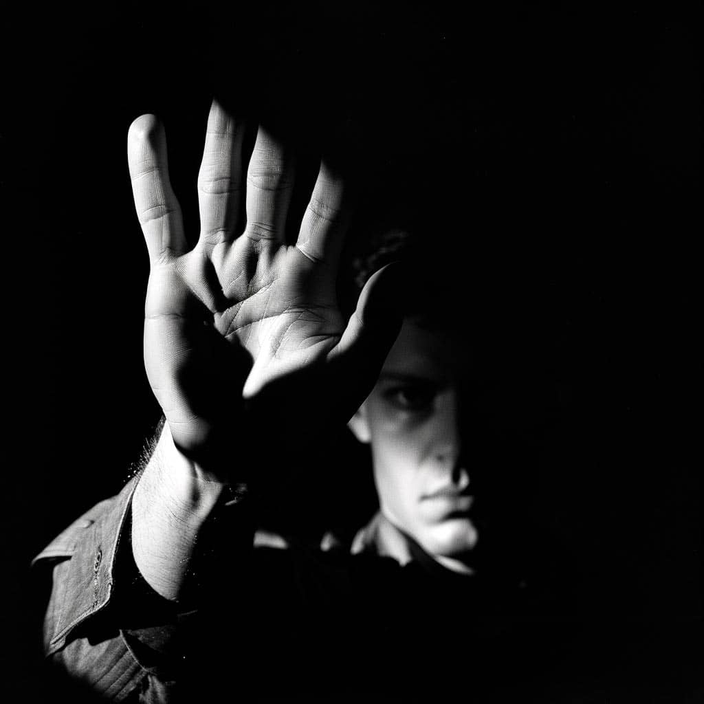 Man maakt met hand een stopteken