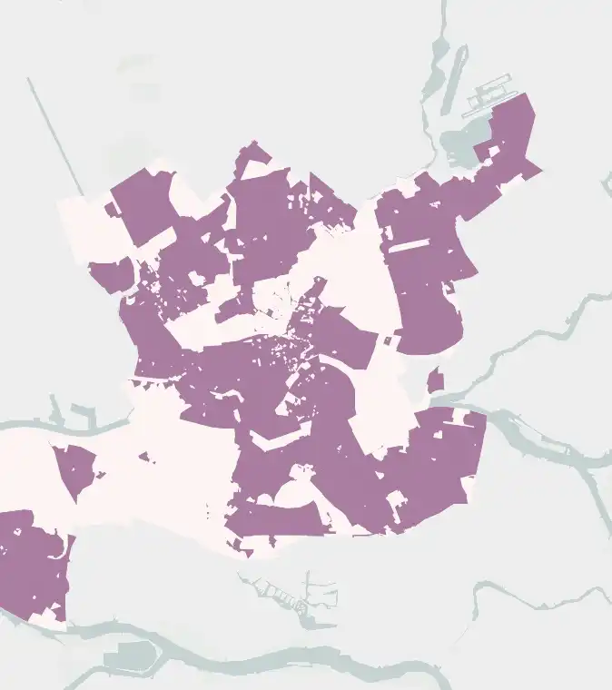 Indicatieve glasvezelkaart voor Rotterdam en omgeving