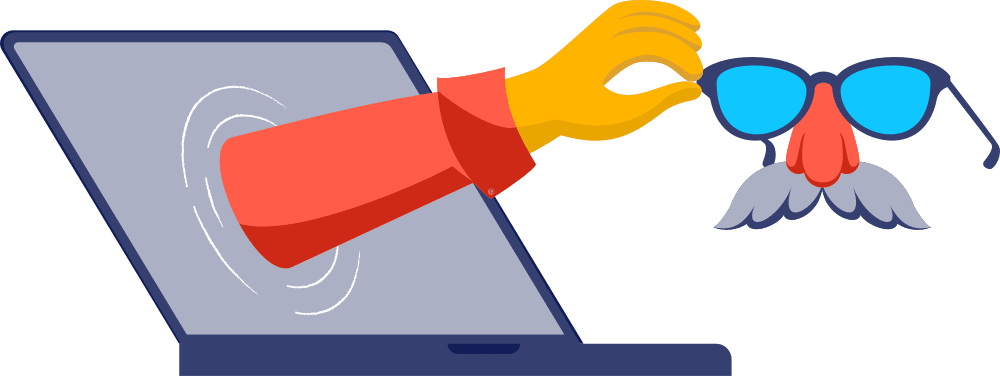 Incognito masker bij een laptop gehouden