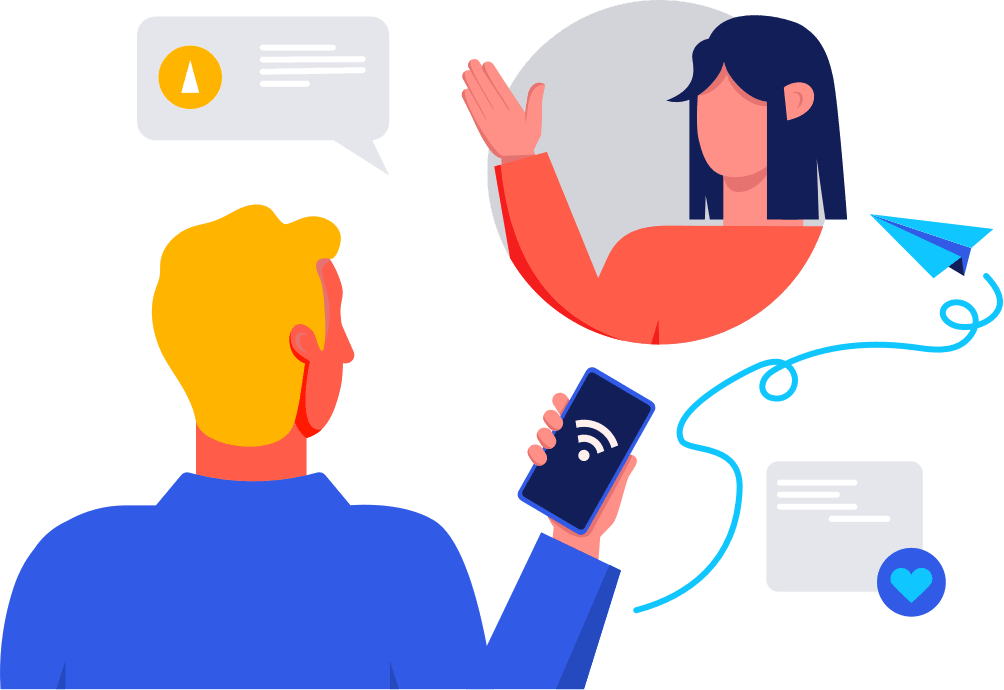 Twee personen verbonden via een wifi-netwerk